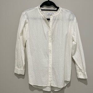 Zara Ivory ruffle neck blouse